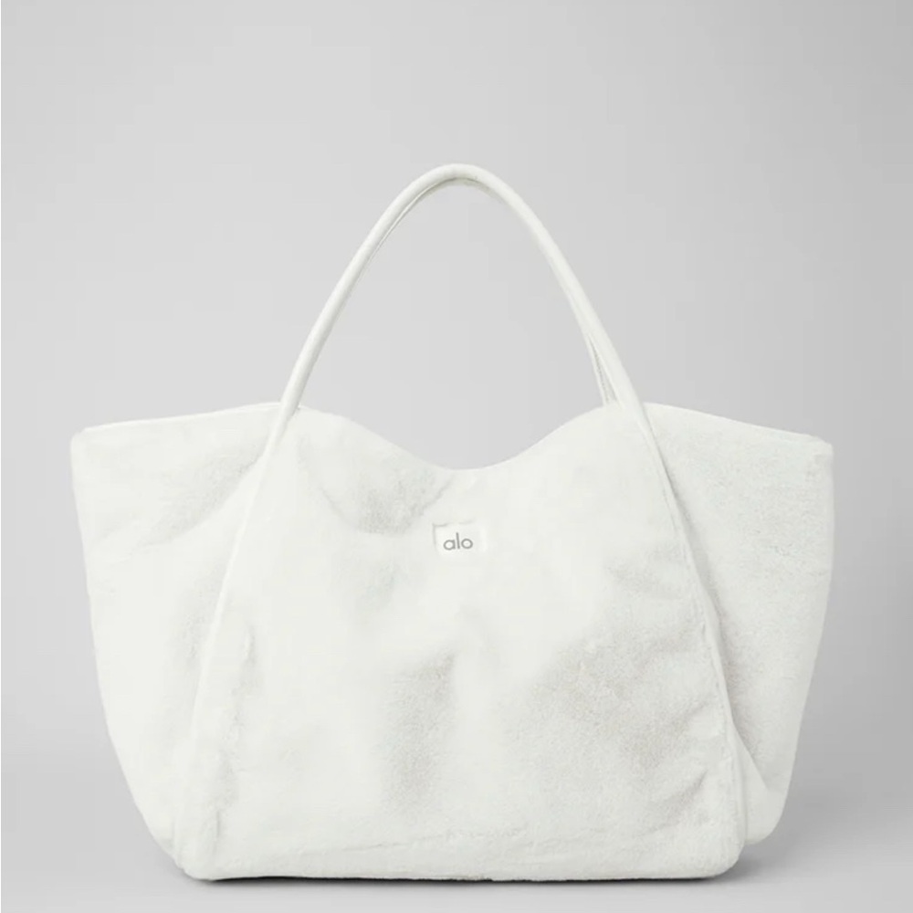 ALO YOGA White Faux Fur Tote Bag